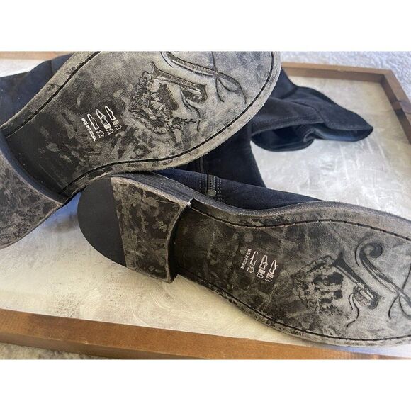 NEW FREE PEOPLE Sz 37 7 CARSON OVER THE KNEE STRETCH SUEDE BOOTS BLACK - Picture 4 of 6